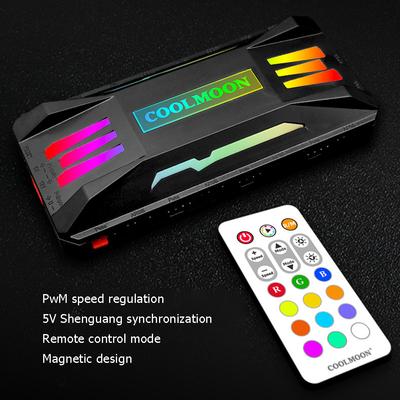 COOLMOON RGB Controller 4Pin PWM 5V/3Pin ARGB Cooling Fan Smart Remote Control for ASUS PC Case Chassis Radiator