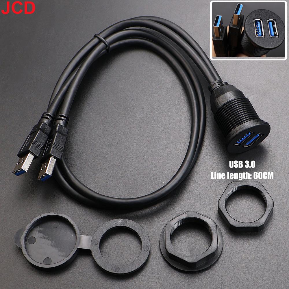 JCD Car Dashboard Installation Extension Cable USB2.0/3.0 Male to Female Socket Panel Single Dual Port Waterproof Line Adapter