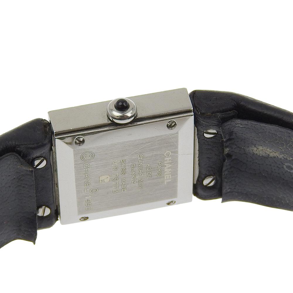 Chanel Matelasse Watches H0116 blackDial Stainless Steel/leather Quartz Analog Display Women Used
