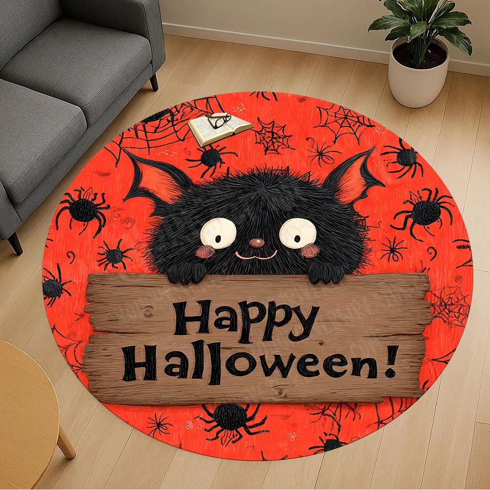 1PC Halloween Bat Office Round Area Rug, Under Office Chairs Bedroom Living Room Home Decor, Carpet for Office -1110134