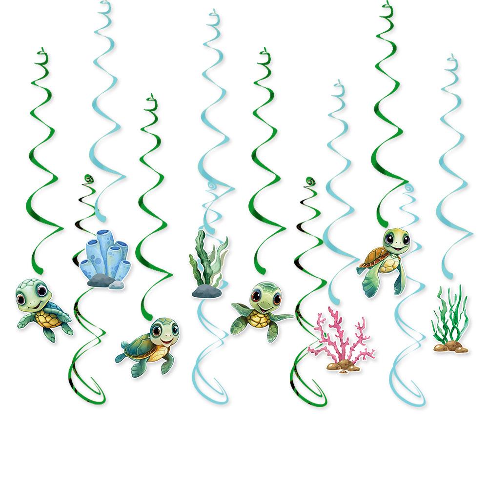 Turtle-themed Birthday Party Decoration Set Flag-pulling Spiral Birthday Party Decoration Venue Arrangement