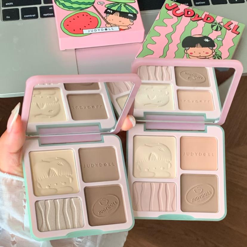 Judydoll Highlighter Contour Palette Make-up Mattes Highlight & Natürlicher Schatten,Gesichtsmodellierung für Nase, Wangen Aufbaubar Langanhaltend