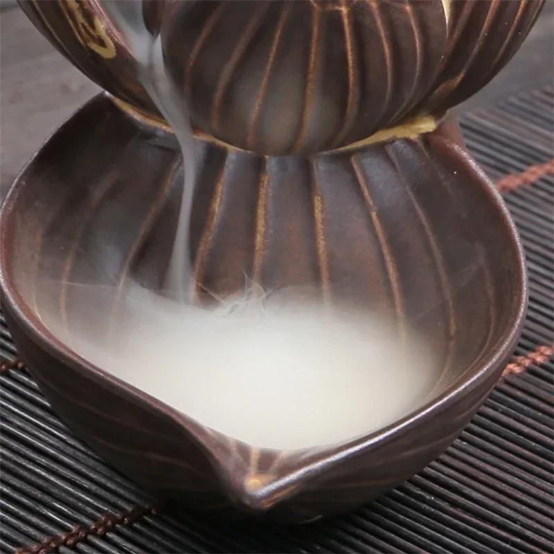 Antique Lotus Backflow Incense Burners Ceramic Aromatherapy Waterfall Incense Burners Creative Ceramic Ornaments