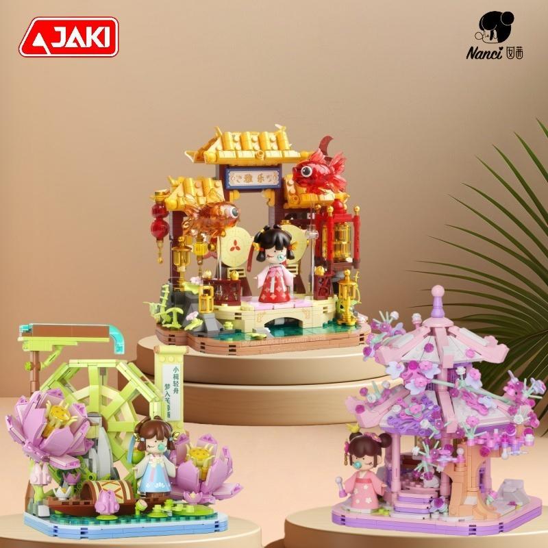 Nanci Assembling Building Blocks Wintersweet Pavilion Anime Cartoon Kawaii Model Collectible Ornament Children Holiday Gift