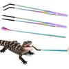 3PCS Stainless Steel Reptile Feeding Tongs, Reptile Tweezers Set with 10.6" Straight & Curved Rubber Tips, Feeding Tongs for Reptiles and Feeding