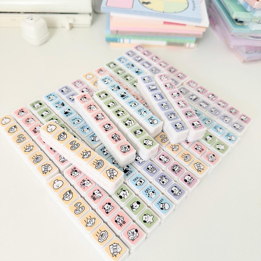 Kawaii 6 Designs Decorative Stamps Cartoon Diy Crafts Press Inkpad Stamps Multipurpose Scrapbooking Stamp Journal Planner