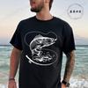 Retro Fish Fishing Print T-shirt Men Summer Breathable Tee T-Shirts Beach Vacation Casual Shirts Fisherman Gift Oversized Tops
