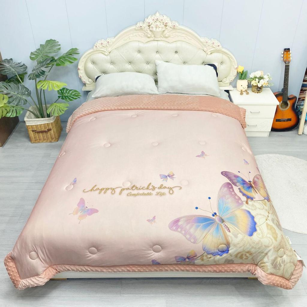 Cozy Winter French Knitted Cotton Blanket - Machine Washable, Warm, Skin-Friendly, Thickened Fleece Quilt