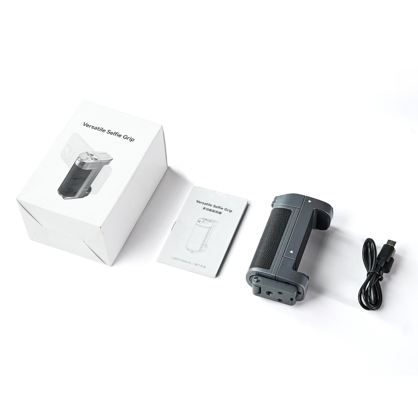 Shoemst Black Versatile Smartphone Selfie Grip Phone Camera Grip Built In Extendable Selfie Stick With Detachable Remote Shutter Cold