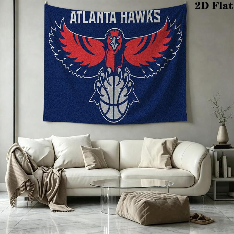 Atlanta Hawks Logo Wall Tapestry Aesthetic Wall Hanging Printed Fabric Blanket Decorative Tapestries for Bedroom Living Room Home Decor