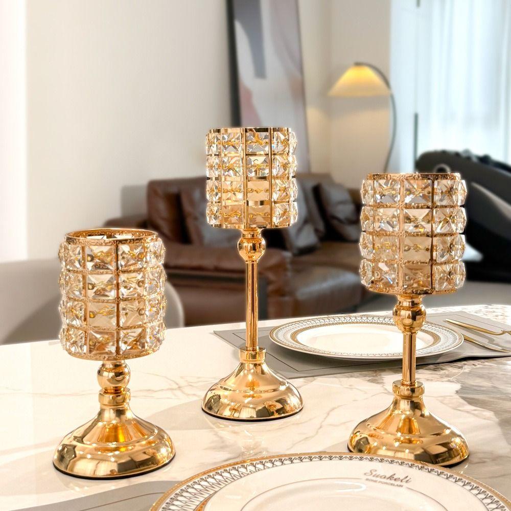Luxury Crystal Candle Holder European Style Candle Lantern Decorative Tea Light Holder  Party Table