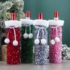 Cute Xmas Wine Bottle Cover Plush Ball Santa Claus Wine Bags Christmas Wine Bottle Bags Home Decor