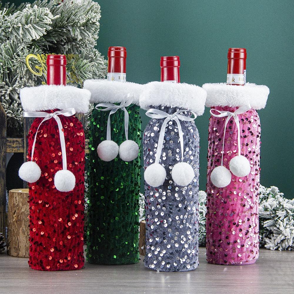 

Cute Christmas Wine Bottle Bags Non-woven Santa Claus Wine Bags Xmas Wine Bottle Cover Home Decor Style2