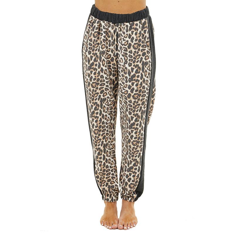 

Женские весенне-летние повседневные спортивные брюки для бега с высокой посадкой и эластичной талией, леопардовые S