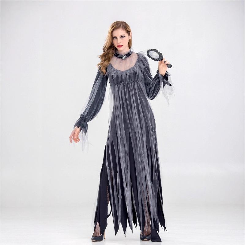 

Хэллоуин вечеринка костюм ужаса зомби вампир призрак невеста черный призрак сценический костюм XL