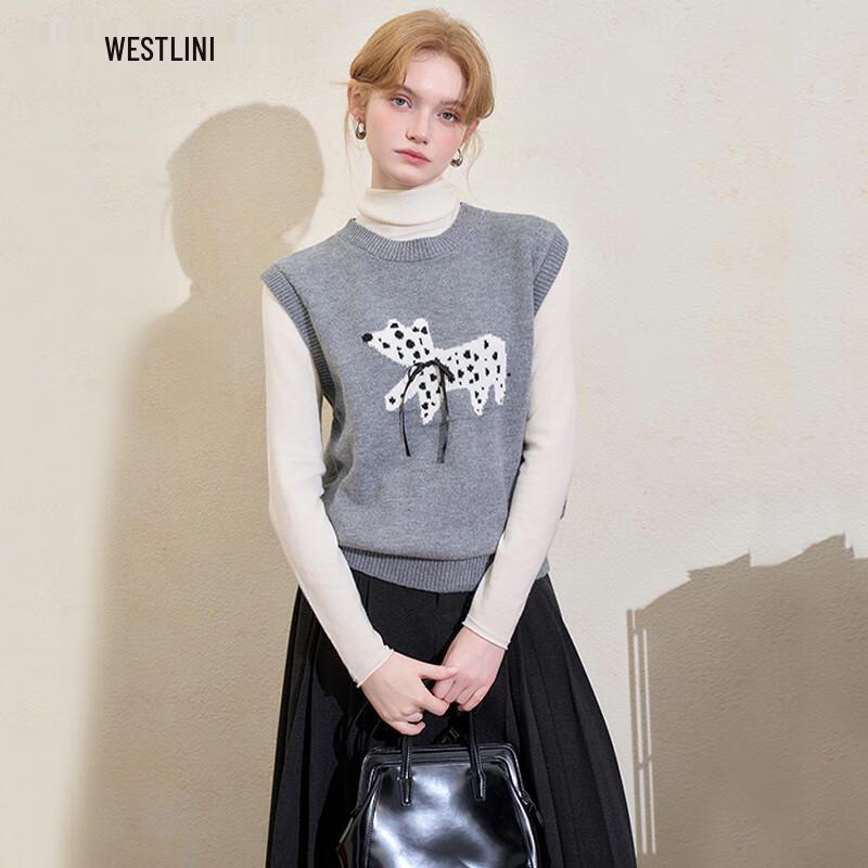 

Женский вязаный жилет Westlink в горошек с щенком M