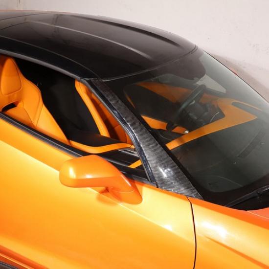 Carbon Fiber Exterior A-Pillar Panel Trim Whield Kit For Corvette C7 2014-19