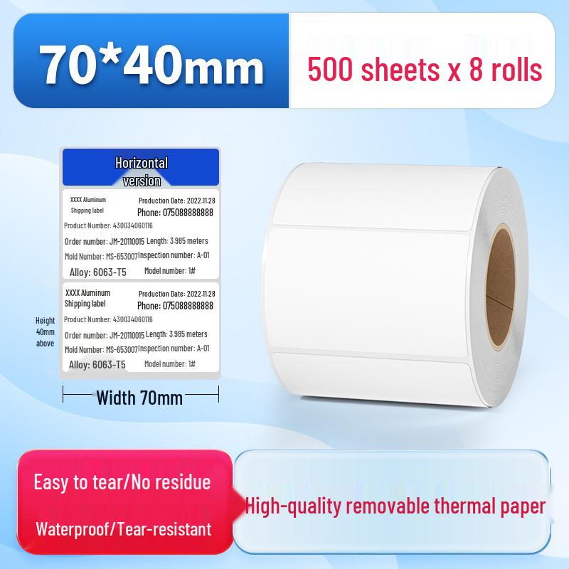 Waterproof Synthetic Thermal Label Paper 60x40 - Freezer Safe, Self-Adhesive, Durable