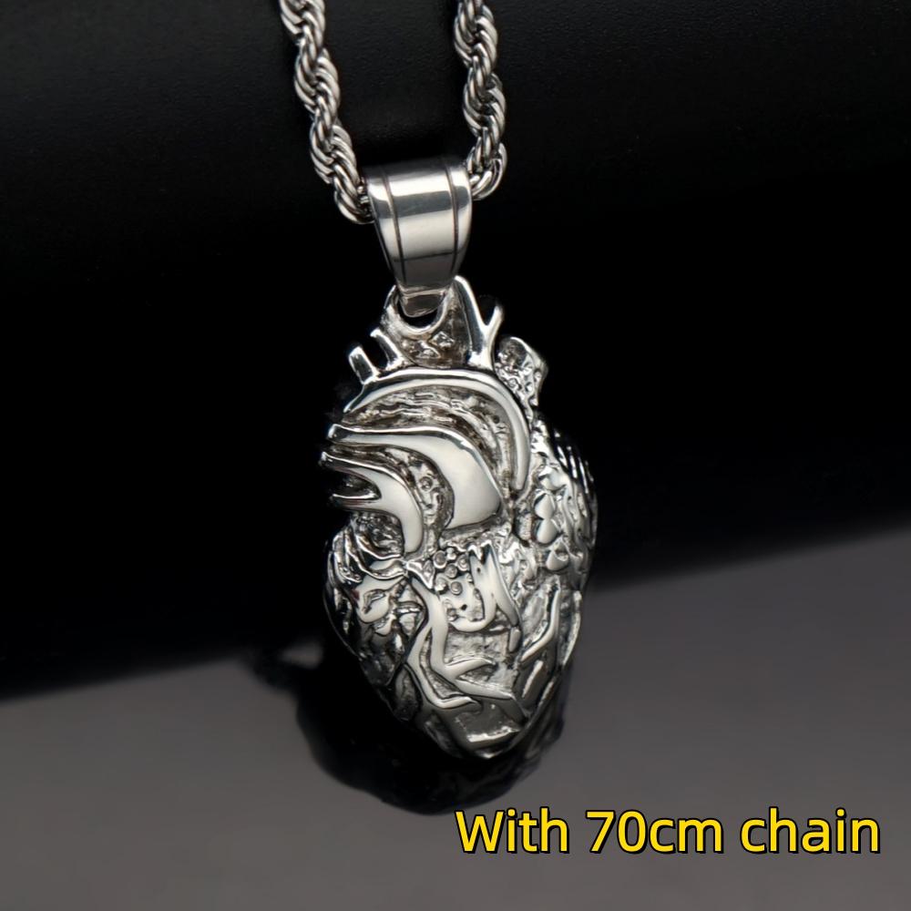1pc Hip Hop Heart-shaped Pendant Retro Silver Gold Color Charms 316L Stainless Steel Accessories for Man Woman Jewelry Findings
