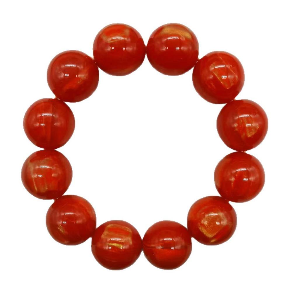 Dragon Tree Blood Sediment Bead Bracelet: Buddhist Beads, Gold Thread, Red Willow - Unisex Cultural Accessory