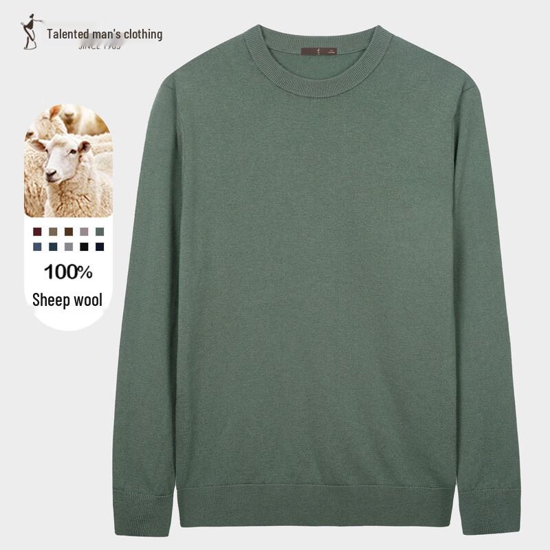 Men's Pure Merino Wool Crew Neck Pullover Sweater