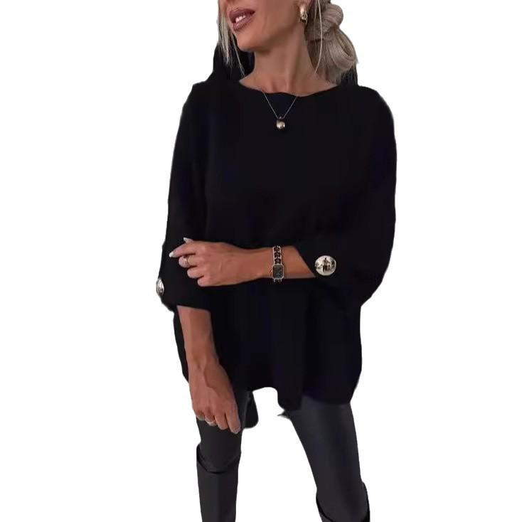 2024 Autumn Women's Round Neck Casual Knitted Top