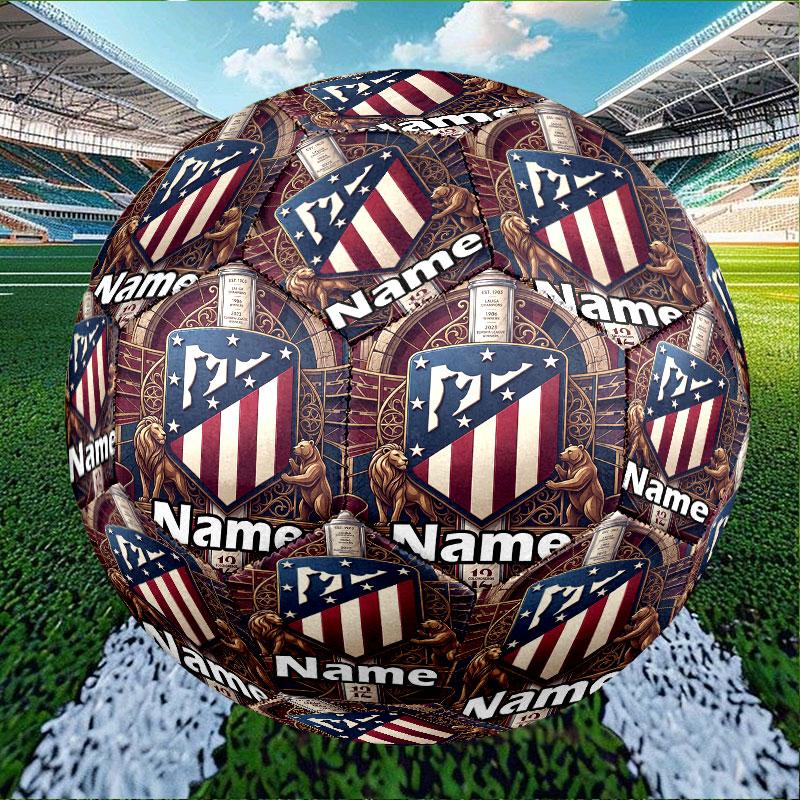 Custom Name Personalized Atletico Madrid Print Size 5 Soccer Ball Training & Match Football, for Team, Kicking, Gift for Football Enthusiasts