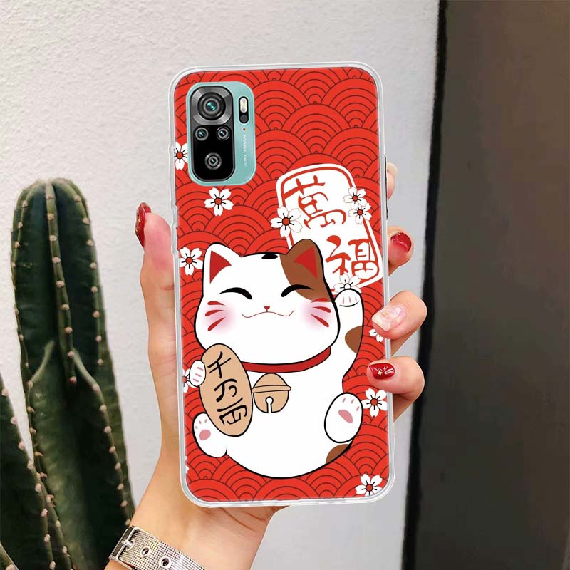 Lucky Cat Maneki Neko Japanese For Xiaomi Redmi Note 14 13 12 11 Pro Plus Phone Case 14S 12S 11S 11E 11T 10S 10 9S Fundas Cover