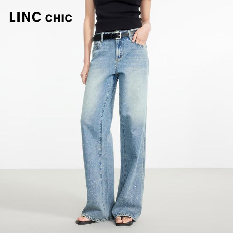 Jinyujie Women's Mid-Waist Loose Straight Wide-Leg Jeans