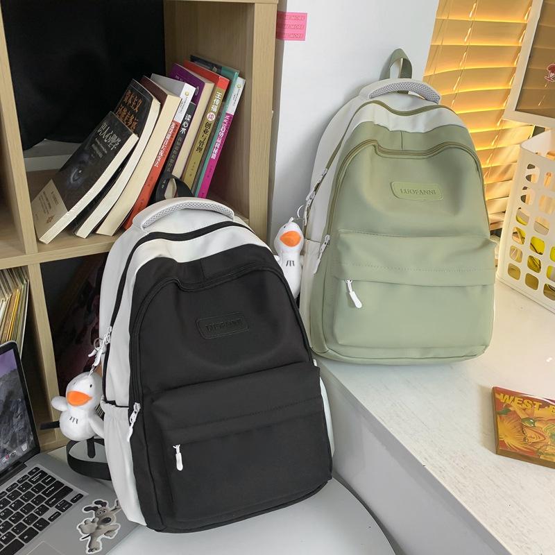 Schoolbag New Schoolbag Female Junior High School Students High School Students Large Capacity Contrasting Color Backpack College Students Campus Wind