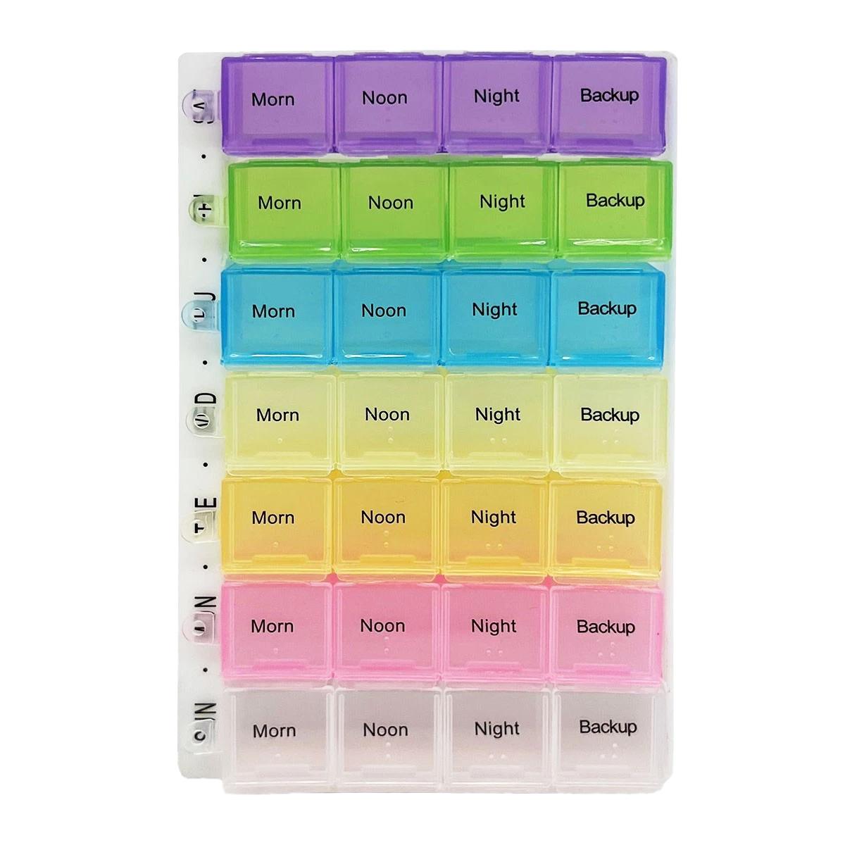

New 1pc 7 Day Pill Box Organiser 4 Times a Day, Weekly Tablet Box Travel Pill Organiser 28 compartments