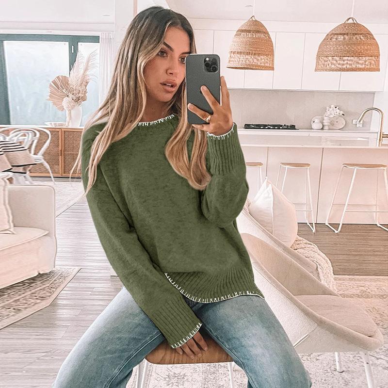 Ladies' New Versatile Work Four Seasons Leisure Daily Sexy Beautiful Loose Top Long Sleeve T-Shirt