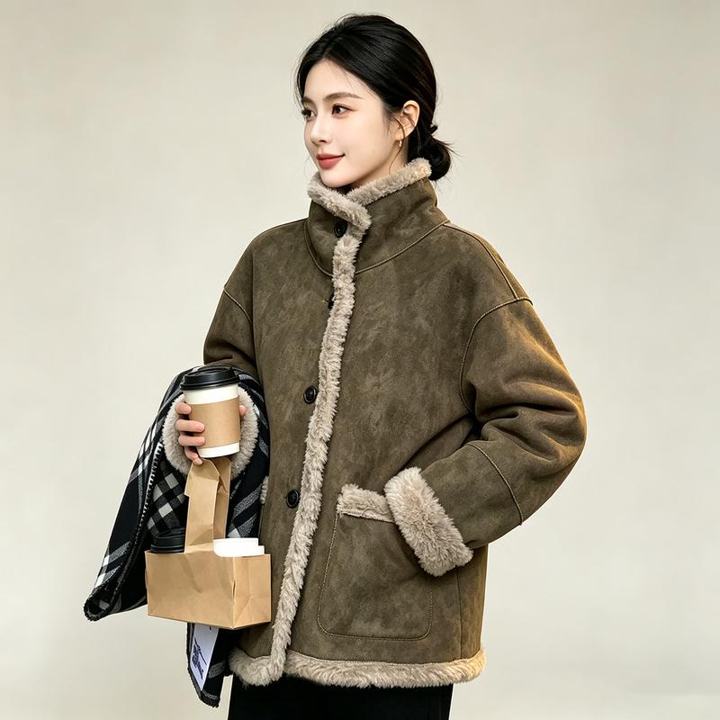 Women's Chic Wool Shearling Reversible Coat