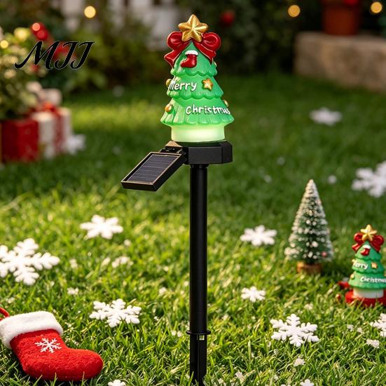 Outdoor Seasonal Atmosphere Lights Christmas Solar Stake Lights, Santa Snowman Tree Figurine Lawn Warm White LED Garden Ornaments Waterproof for