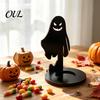 Anti Deformation Wood Base Halloween Wooden Shadow Candle Holder, Scarecrow Bat Black Cat Ghost Silhouette Artistic Table Ornament for Home