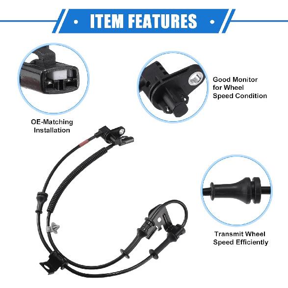 ABS Wheel Speed Sensor Compatible for Hyundai Accent 2012-2017 L4 1.6L, Custom Plastic Black Front Right Passenger Side No.95671-1R000