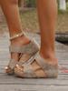 Sandali con suola spessa Scarpe da donna taglia grande Punta aperta Velcro Ciabatte casual
