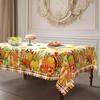 A Fall Thanksgiving Tablecloth - Pumpkin And Maple Leaf Rectangular Tablecloth For A Harvest Holiday Family Table