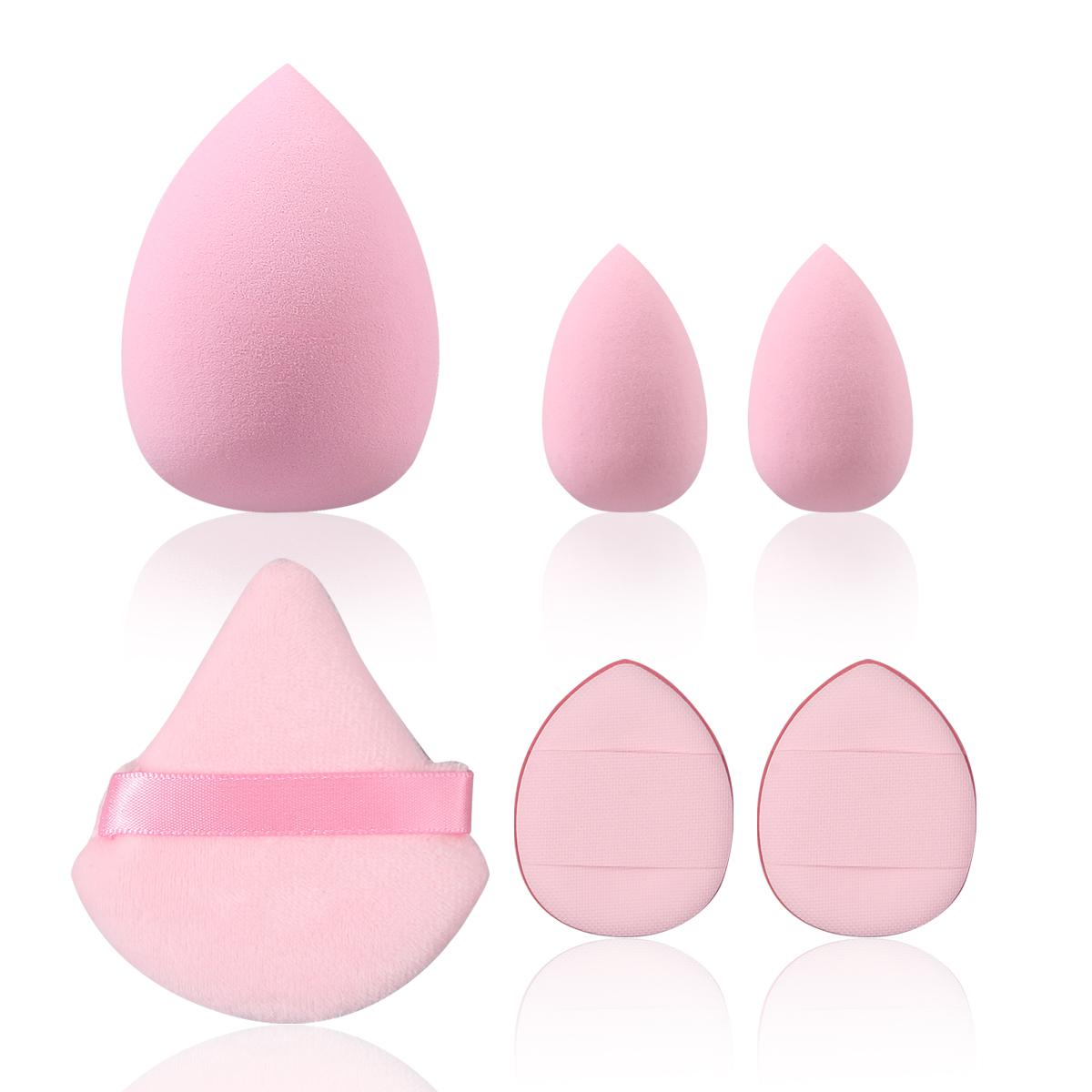 

The 12PCS pink makeup sponge set includes 3 beauty eggs, 3 triangular powder puffs, 3 mini beauty eggs and 3 thumb powder puffs