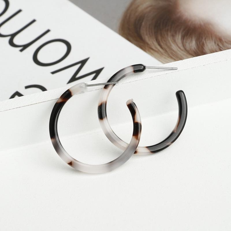 Vintage Leopard Runde Essigsäure Blatt Creolen Für frauen Große Minimalistischen Kreis Acryl Ohrringe Neue Boho Schmuck