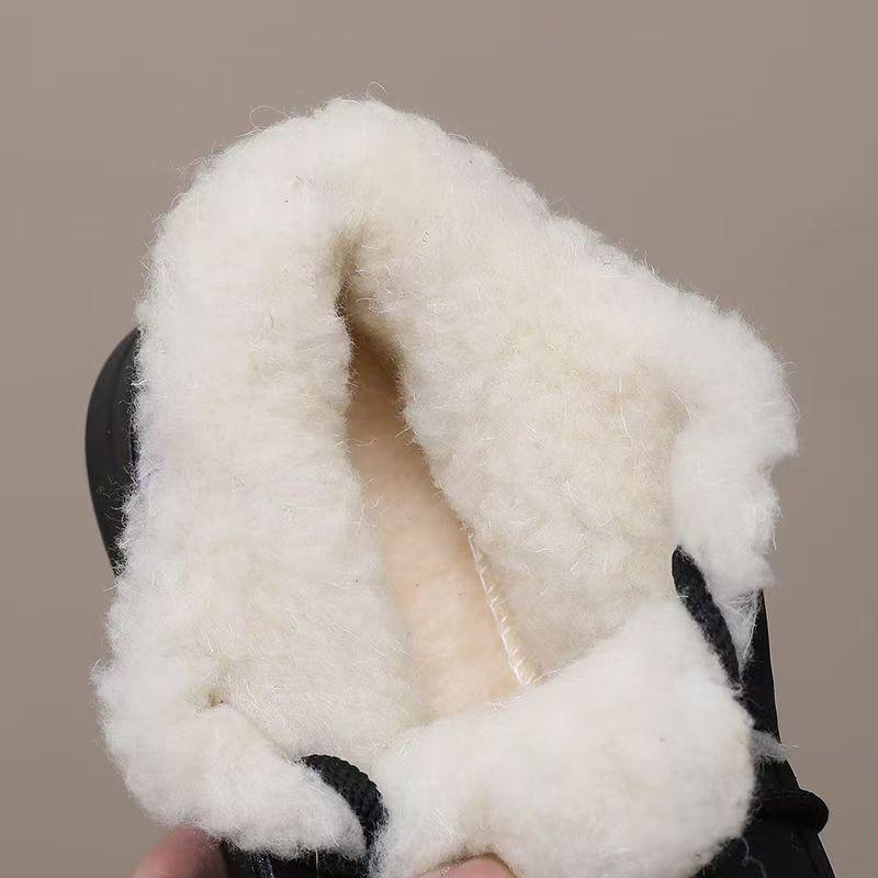 Women's Winter New Flat Sole Lace Up Ankle Cotton Boots Round Toe Thick Sole Loose Thickened Plush Warm Waterproof Snow Boots