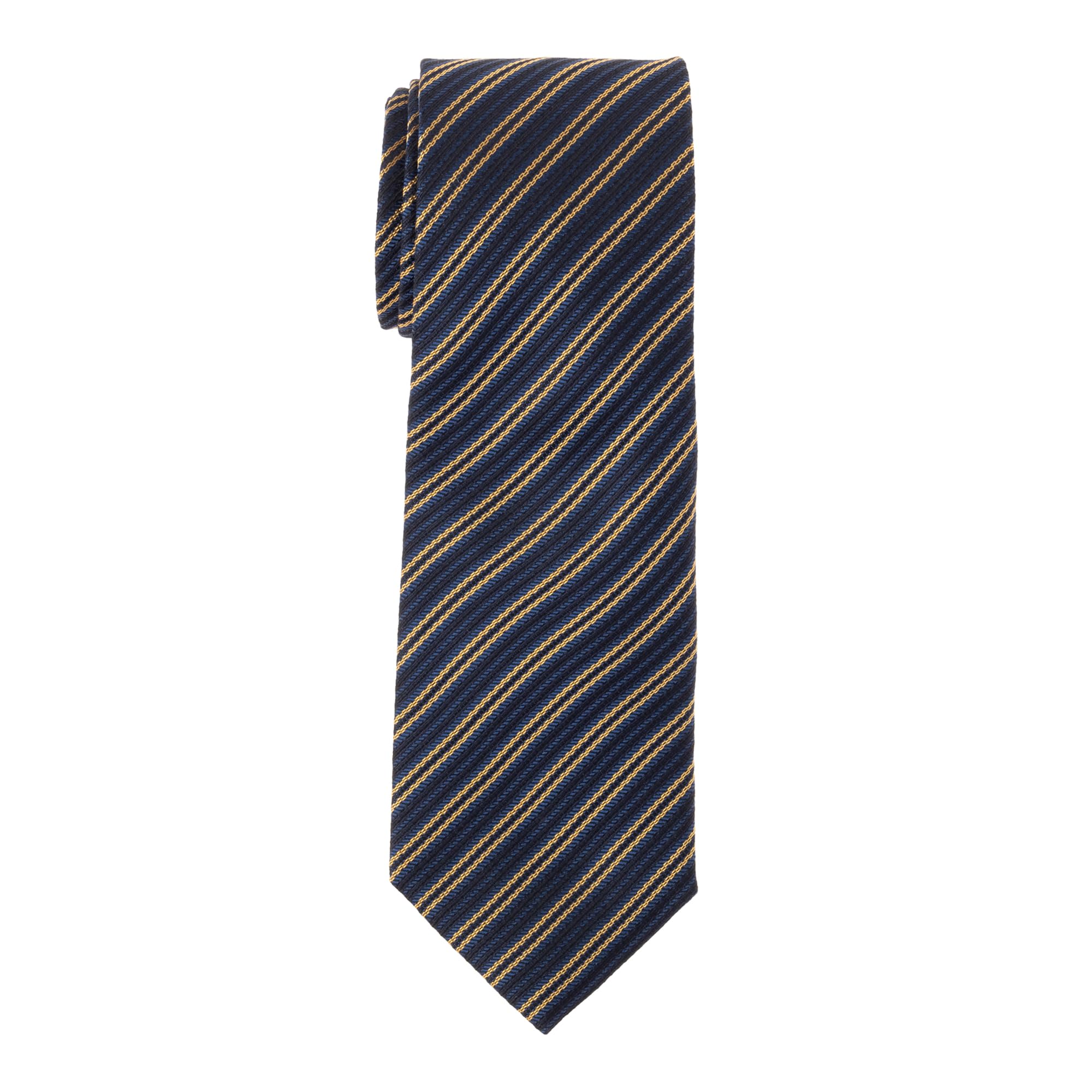 

[Fortuna Tokyo] Men s Silk Necktie, Kyoto Weave, 100% Silk, Made in Japan, 7.5cm Wide - 26. Esprit Stripe Pattern (Navy Blue)