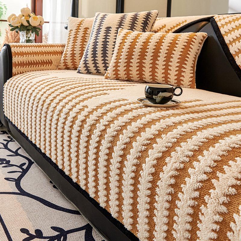 New Light Luxury Autumn Winter Plush Sofa Cushion Premium Seat Cover Winter Thick Sofa Towel Anti Slip Soft Covers Cloth Home Decoration Living Room