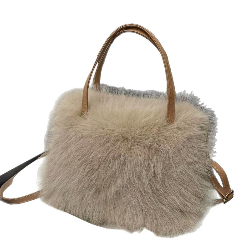 Autumn and Winter Bags, Fashionable Plush Bags, Women's Hand-held Buckets, Single Shoulder Crossbody Bags, Plush Bags
