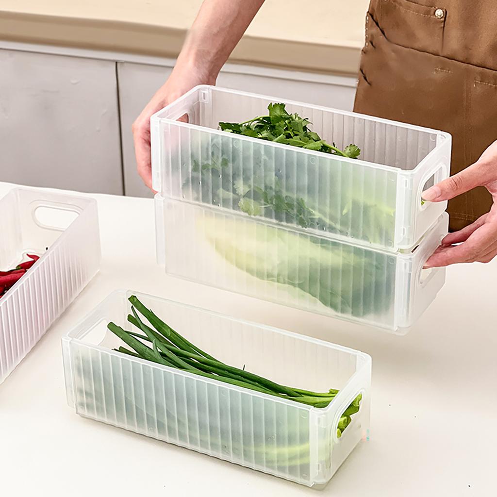 Refrigerator Storage Box Foldable Plastic Fresh-keeping Box Egg Noodle Scallion Storage Container Kitchen Storage Organization