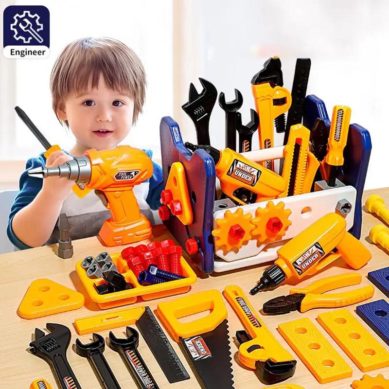 Pretend Tools Kit 40Pcs Kids Play Repair Tool Set Plastic Construction Toys with Screwdrivers for Toddler Boys Girls Child
