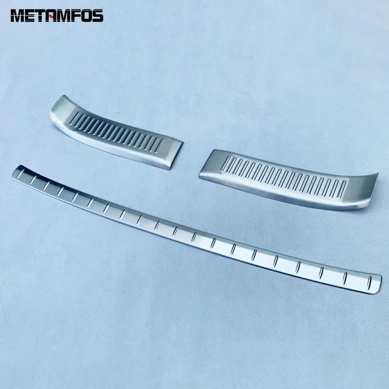 

For Toyota Aqua -2024 2025 Steel Rear Trunk Bumper Foot Plate Tailgate Door Sill Scuff Guard Plate Accessories Car Styling Stainless Steel 3pcs