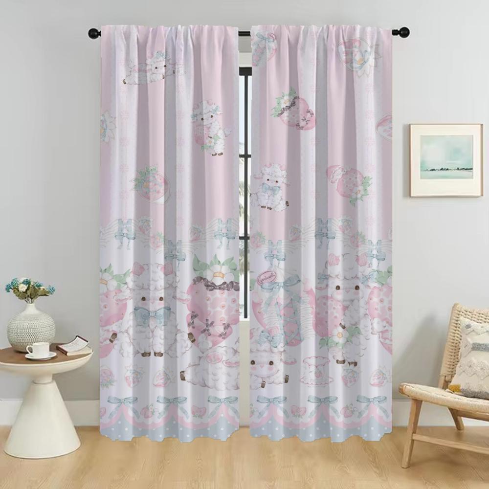 Home Interior Curtains for Living Room Cuddly Teddy Bear Partition Blackout Curtain Curtains 2 Pieces Shades Tulle for Bedroom