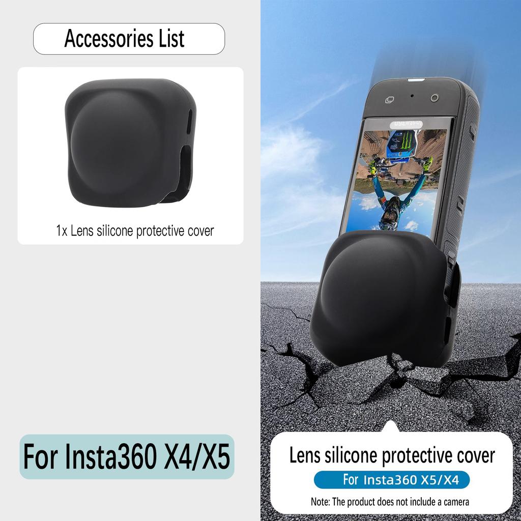 Geeignet für Insta 360 X3/X4/X5 Silikon-Objektivschutzhülle, gehärtete Folie, Objektiv-PC-Schutzlinse