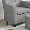 Kids' Armchair with Stool, Diamond Pattern Backrest, Soft Seat, Wood Frame, Grey